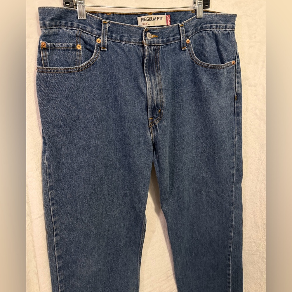 Vintage Y2K Levis 505 Jeans Regular Fit Mens Fits 36 x 30 Blue Heavy Denim 2000s - Picture 3 of 11